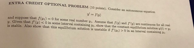 Solved EX TRA CREDIT OPTIONAL PROBLEM (10 points). Consider | Chegg.com
