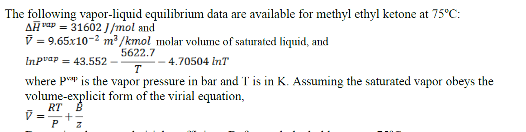 Determine the second virial coefficient, B, for | Chegg.com