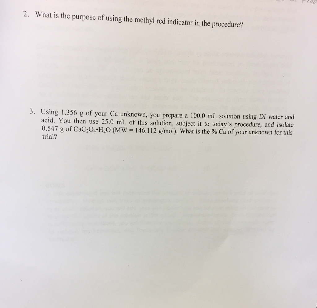 Solved What is the purpose of using the methyl red indicator