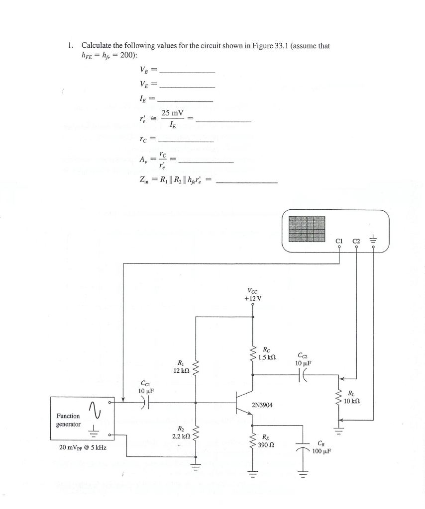 Solved Calculate the following values for the circuit shown | Chegg.com