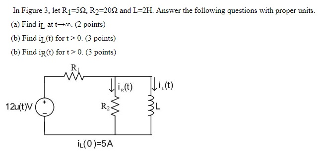 Solved In Figure 3, let R_1 = 5Q, R_2 = 20 ohm and L = 2H. | Chegg.com