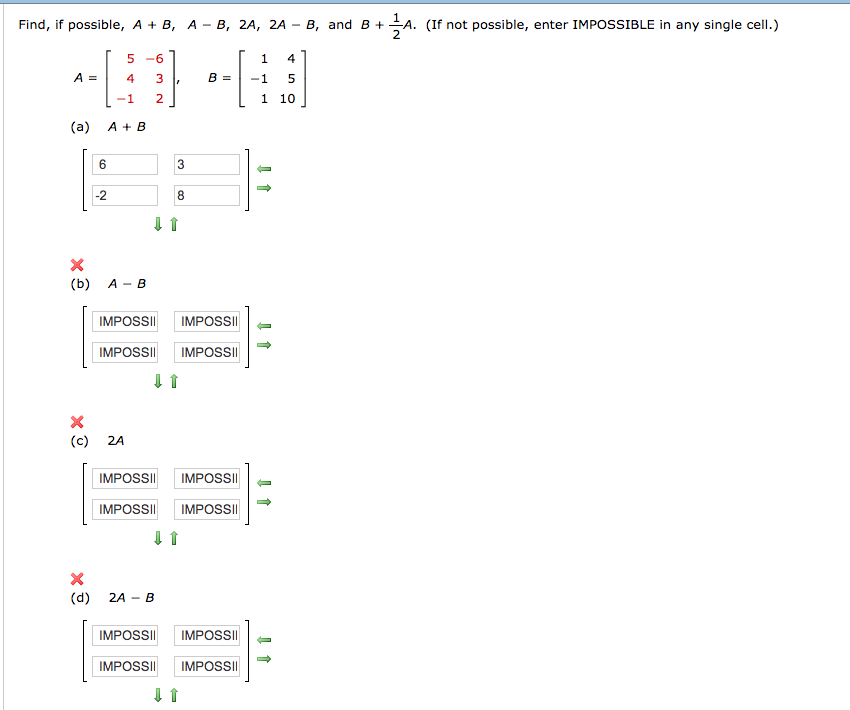 Solved Find, If Possible, A + B, A - B, 2A, 2A - B, And B + | Chegg.com