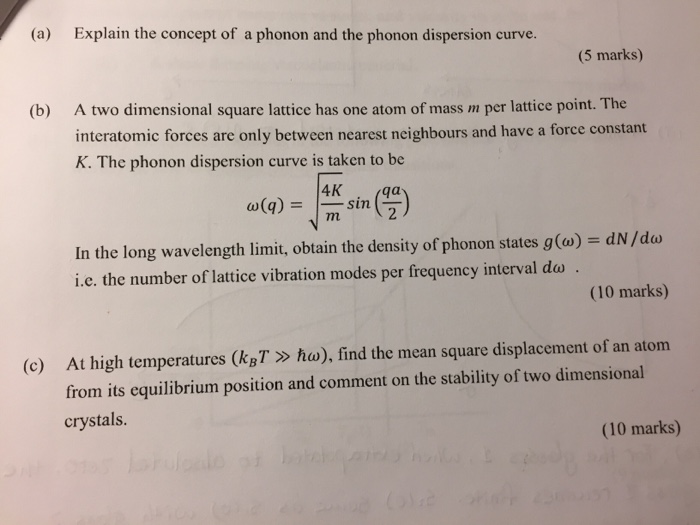 Solved Explain the concept of a phonon and the phonon | Chegg.com