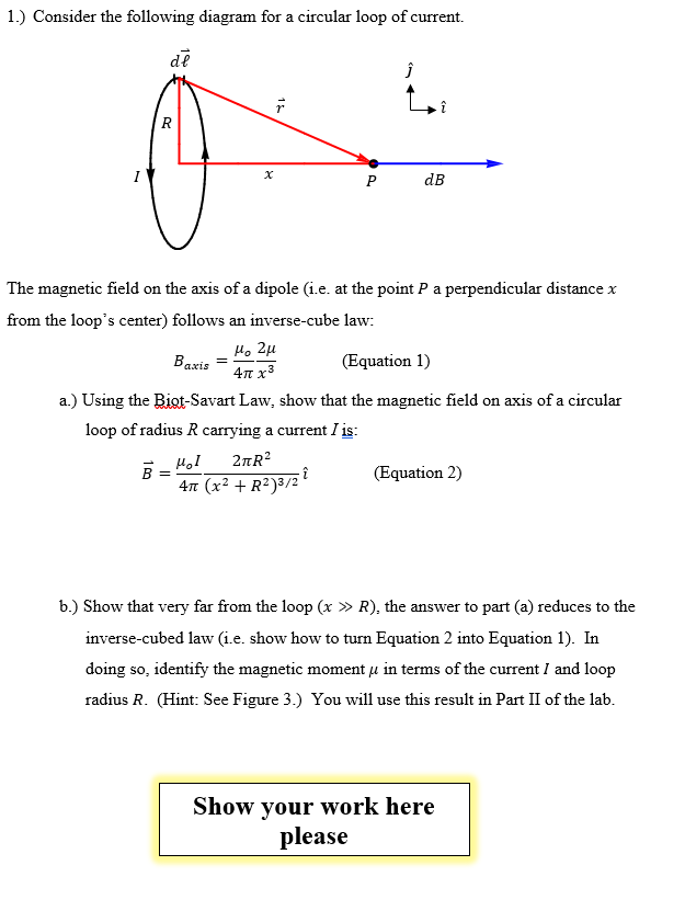 Solved 1) Consider the following diagram for a circular loop | Chegg.com