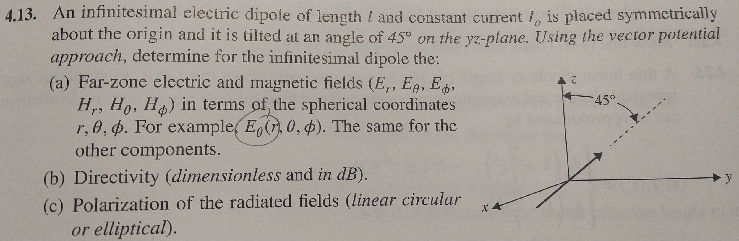 An infinitesimal electric dipole of length l and | Chegg.com