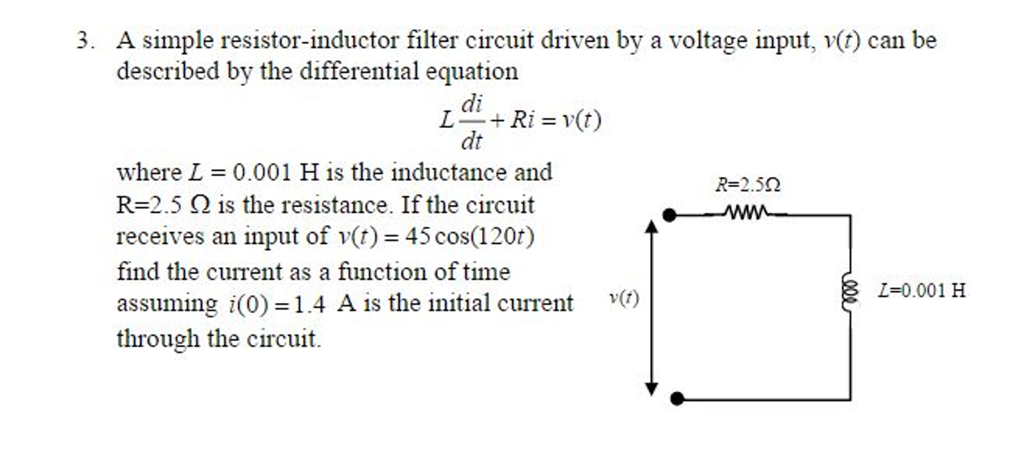 Solved A simple resistorinductor filter circuit driven by a
