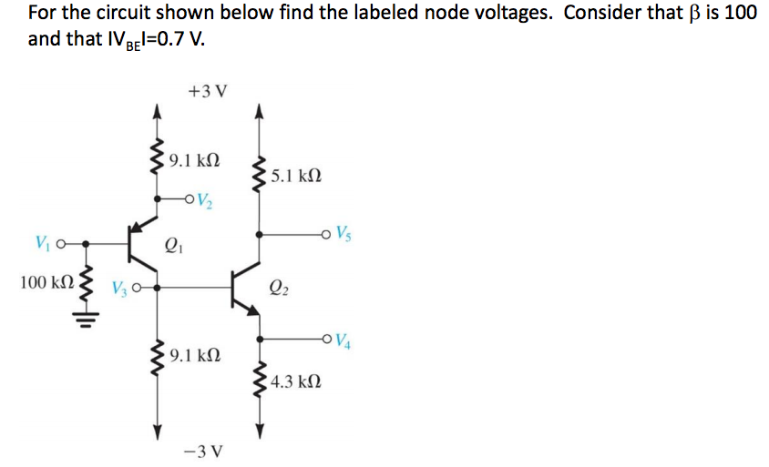Solved For the circuit shown below find the labeled node | Chegg.com