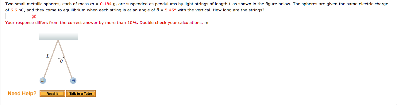 Solved: Two Small Metallic Spheres, Each Of Mass M = 0.184... | Chegg.com