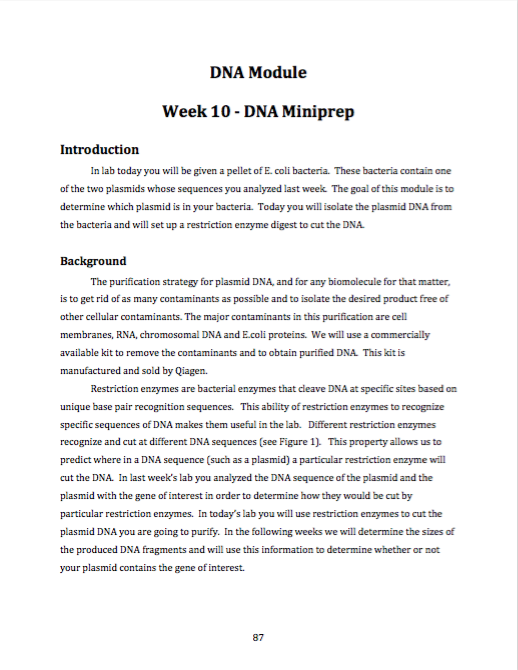 Solved Week 10 Restriction enzyme PostLab Questions