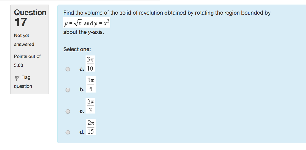 Solved Find The Volume Of The Solid Of Revolution Obtained | Chegg.com