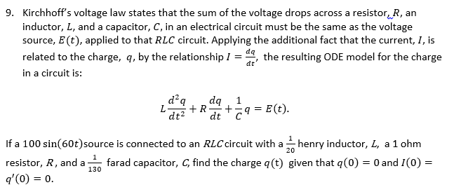 Solved 9. Kirchhoff's voltage law states that the sum of the | Chegg.com