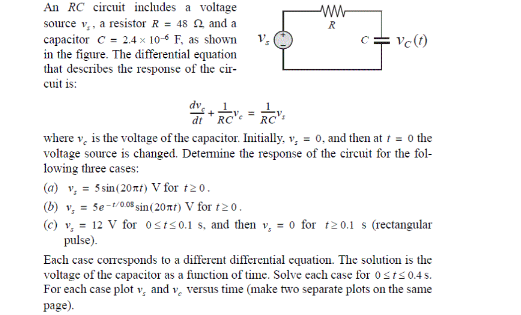 Solved An RC Circuit Includes A Voltage Source V. A | Chegg.com