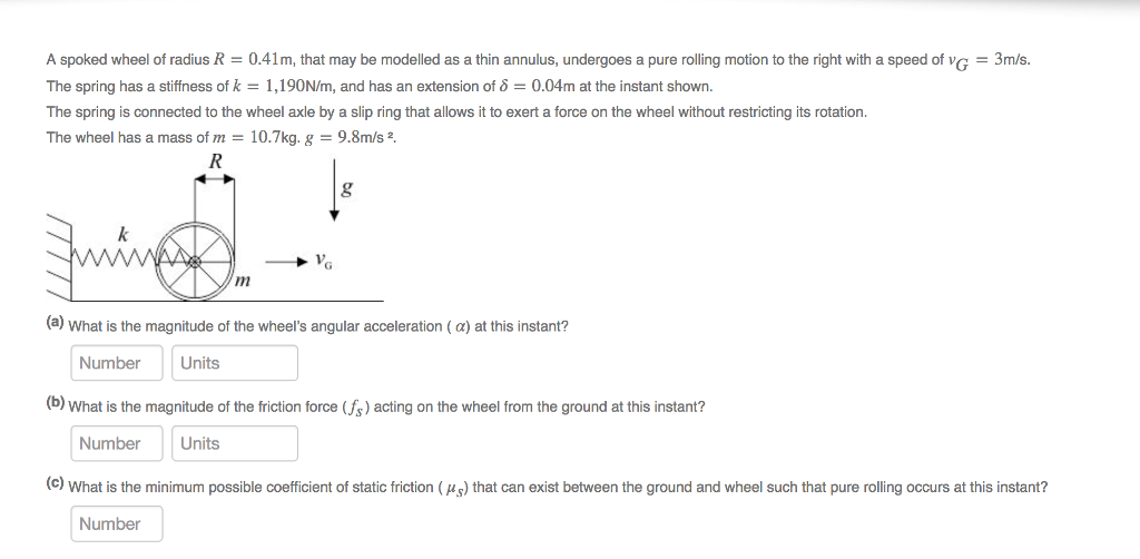 Solved A spoked wheel of radius R = 0.41 m, that may be | Chegg.com