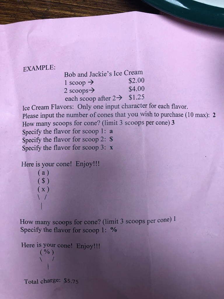 Solved COMSC 140 C++ ICE CREAM (YUMMY ASSIGNMENT) | Chegg.com