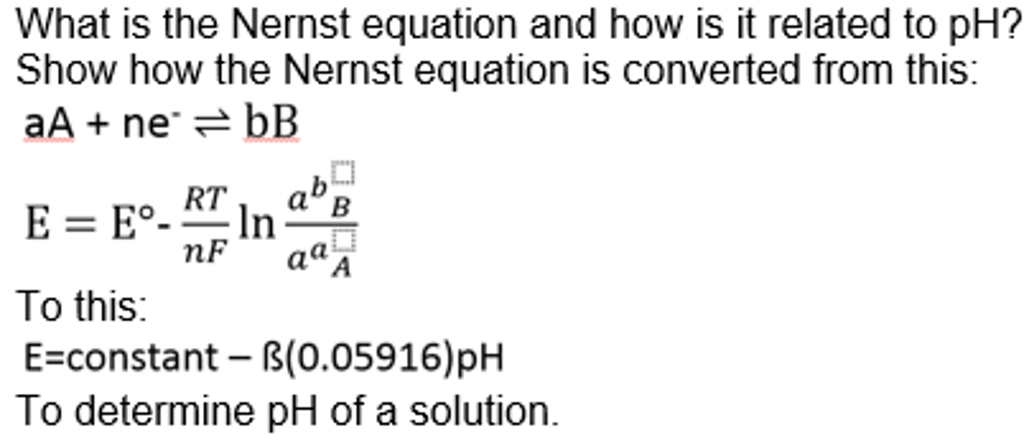 What is the Nernst equation and how is it related to | Chegg.com