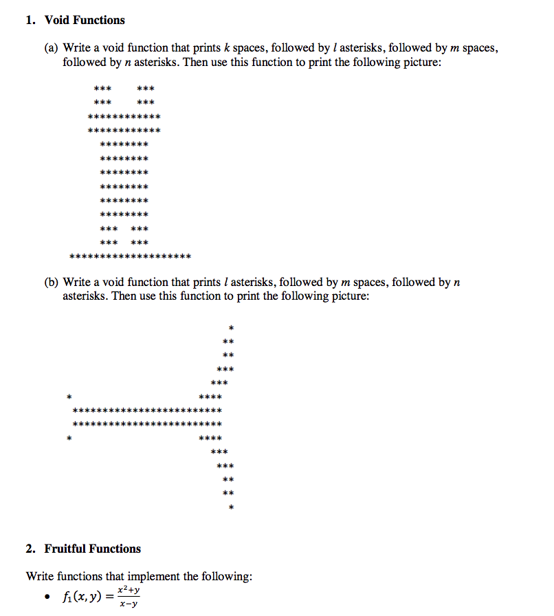 Solved 1. Void Functions (a) Write a void function that | Chegg.com