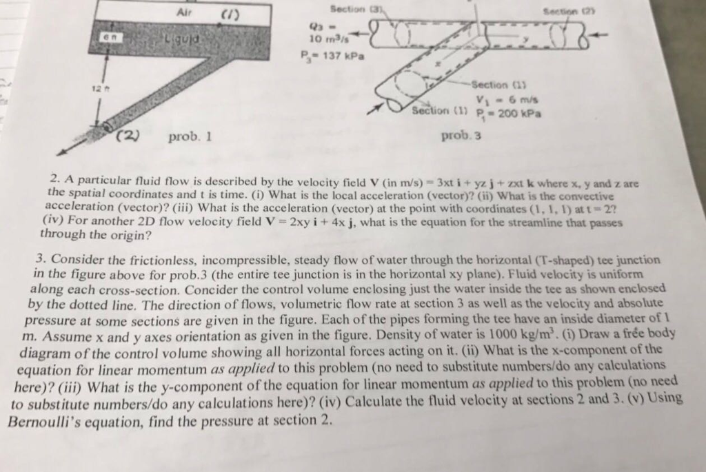 Solved A particular fluid flow is described by the velocity | Chegg.com