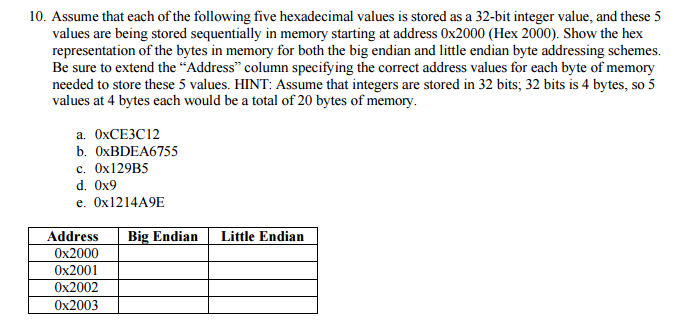 solved-assume-that-each-of-the-following-five-hexadecimal-chegg