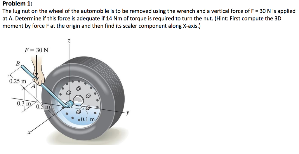 Solved Problem 1 : The lug nut on the wheel of the | Chegg.com