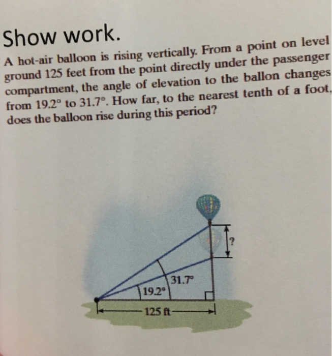 Solved A hot air balloon is rising vertically. Form a point