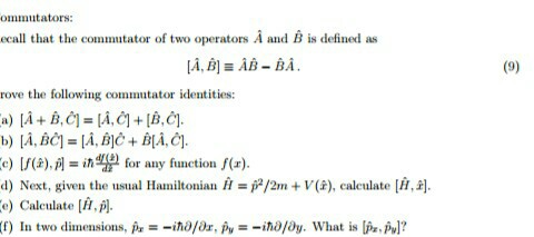 Solved Commutators: Recall That The Commutator Of Two | Chegg.com