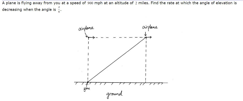 Solved A Plane Is Flying Away From You At A Speed Of 900 Mph 