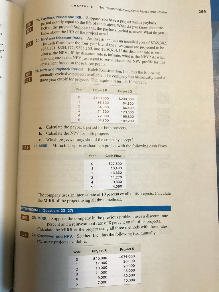 Solved CHAPTER 8 Net Present Value and Other Investment | Chegg.com