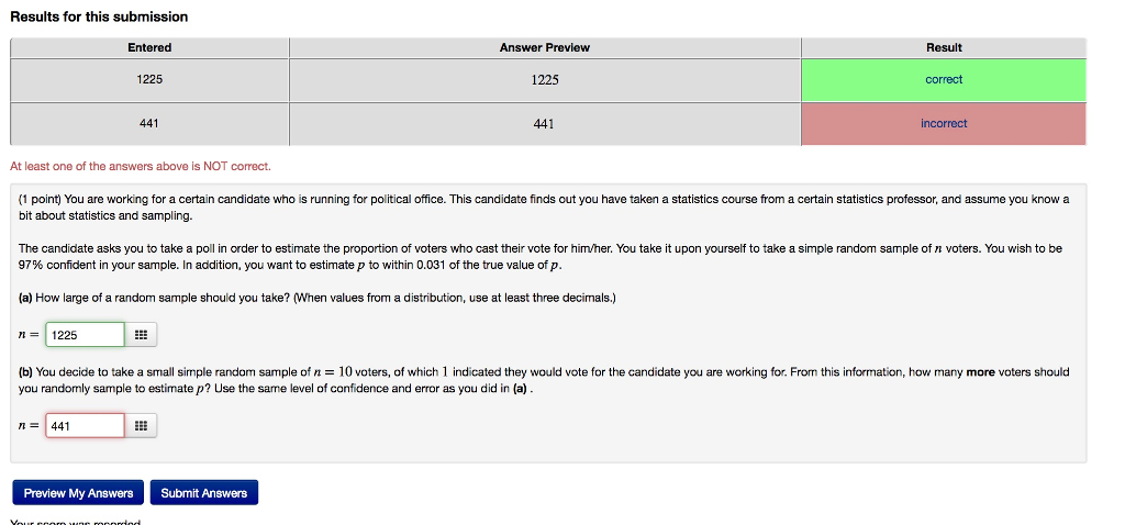 Solved Results For This Submission Entered Answer Preview | Chegg.com