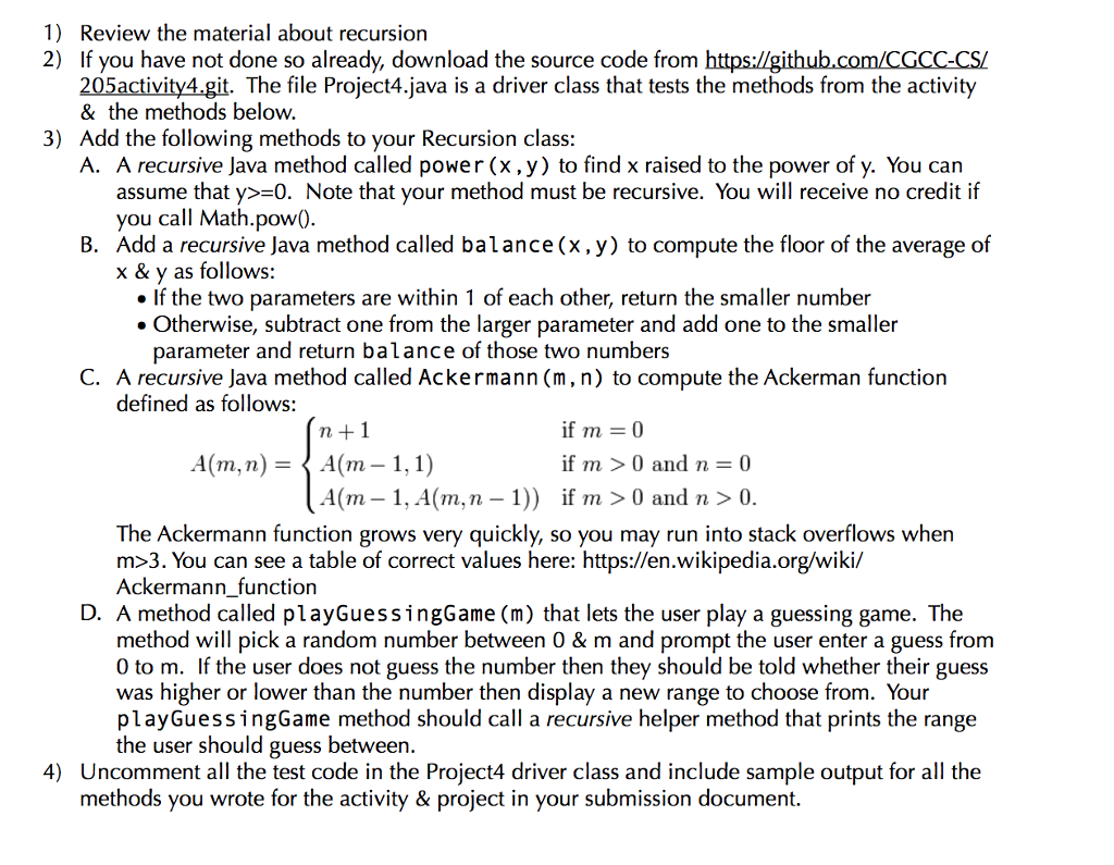 Solved 1) 2) Review the material about recursion If you have | Chegg.com