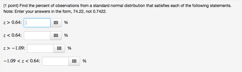 Solved (1 Point) Find The Percent Of Observations From A 