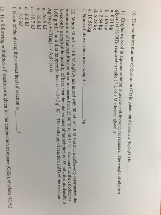 Solved The oxidation number of chromium (Cr) in potassium | Chegg.com