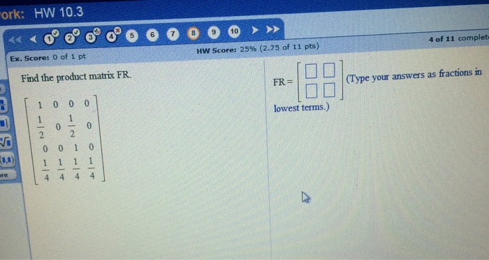 Solved Find the product matrix FR. FR = | Chegg.com