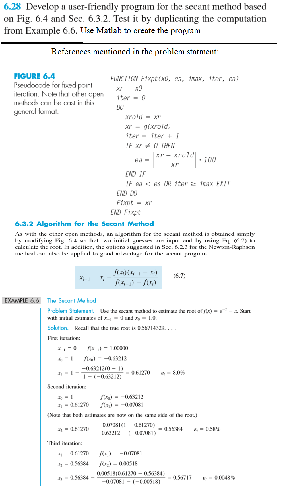 Solved Develop a user-friendly program for the secant method | Chegg.com