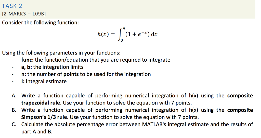 Task 2 2 Marks L09b Consider Following Function 4 0 Using Following ...