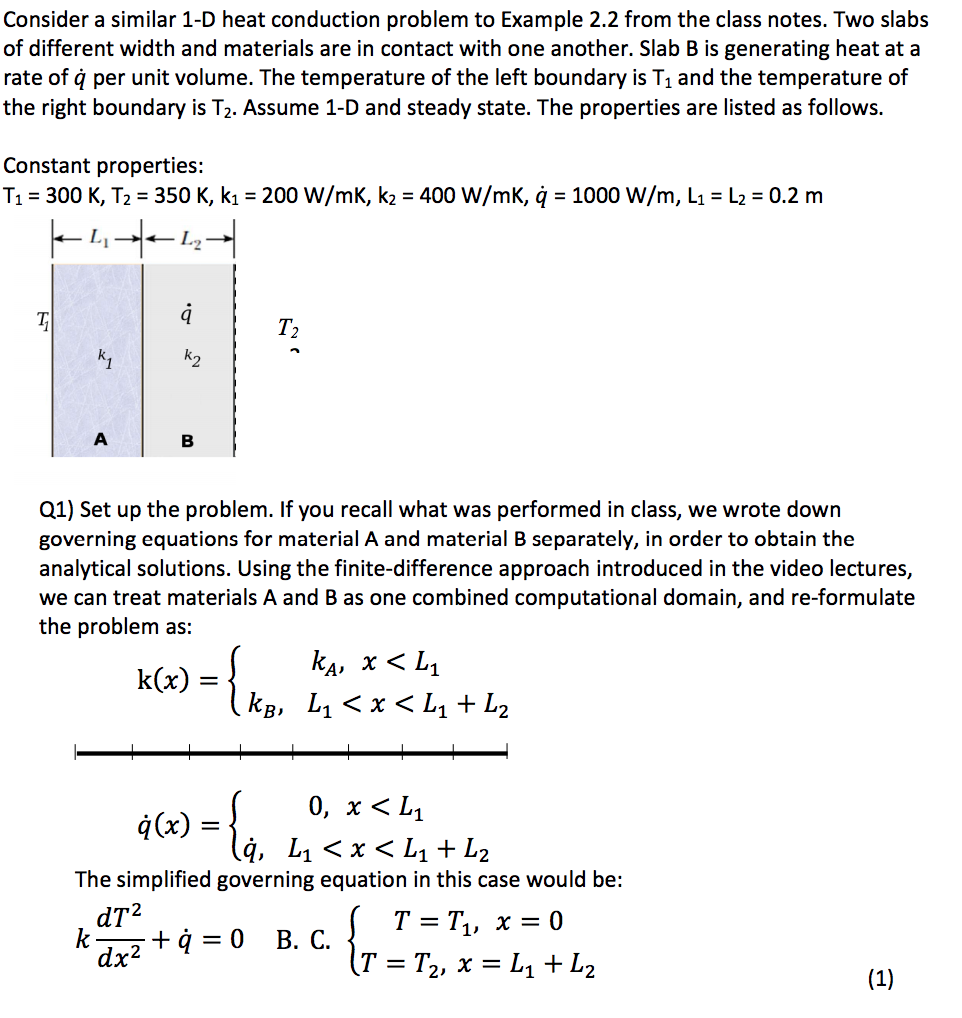 Solved Consider a similar 1-D heat conduction problem to | Chegg.com