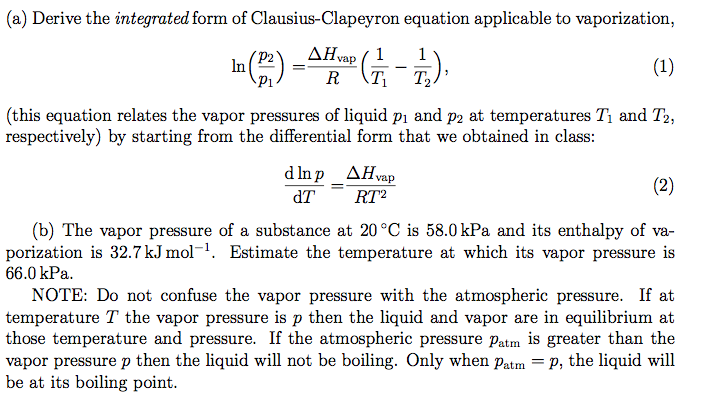 solved-derive-the-integrated-form-of-clausius-clapeyron-chegg