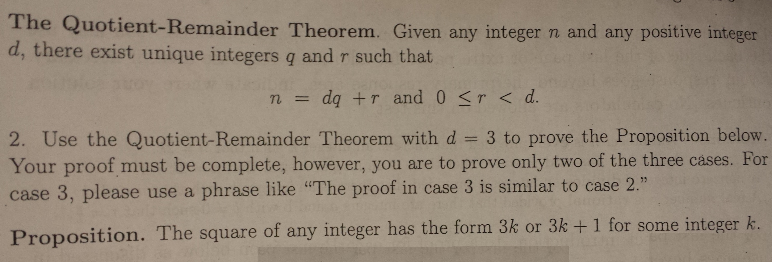 Solved Given any integer n and any positive integer , there | Chegg.com