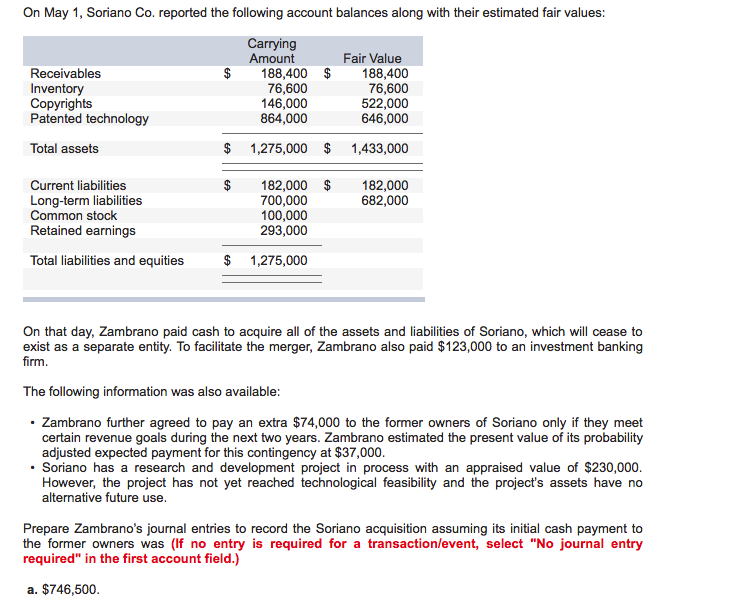 Solved On May 1, Soriano Co. reported the following account