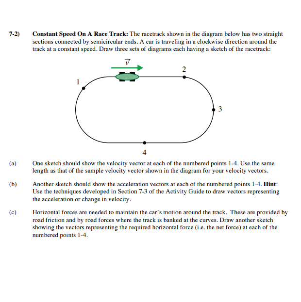 Solved Constant Speed On A Race Track The racetrack shown