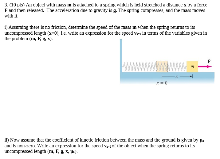 Solved An object with mass m is attached to a spring which | Chegg.com