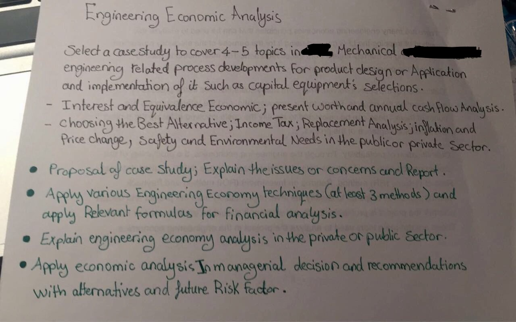 case study with engineering economics application