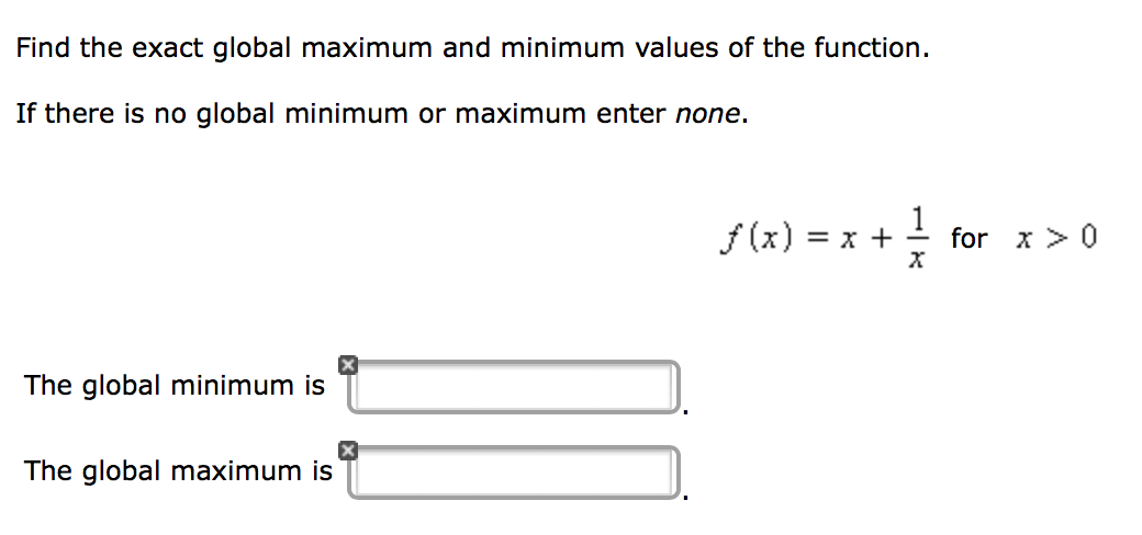 how to find the global maximum and minimum values of a function