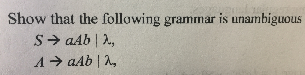 Solved Show That The Following Grammar Is Unambiguous Chegg