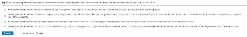 Write a definition of homologous chromosomes