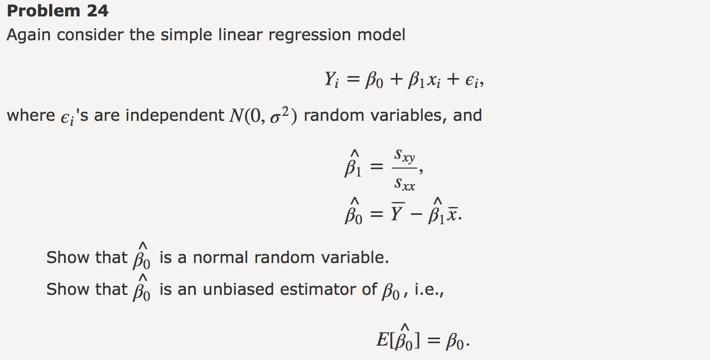 Solved Again consider the simple linear regression model Y_i | Chegg.com