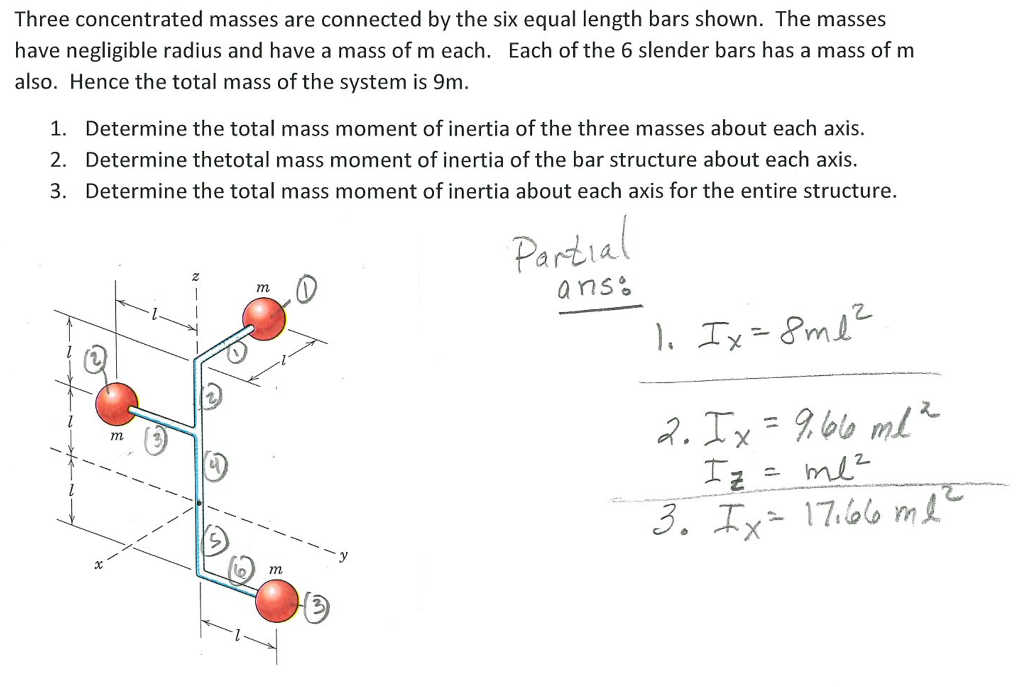 solved-three-concentrated-masses-are-connected-by-the-six-chegg