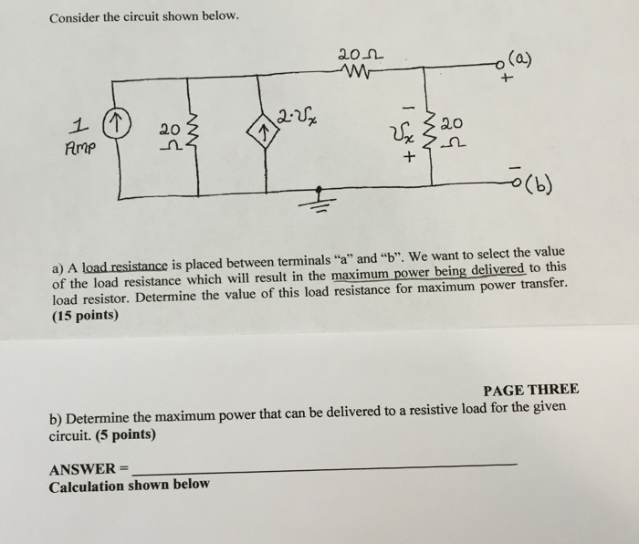 Solved Consider the circuit shown below. a) A load