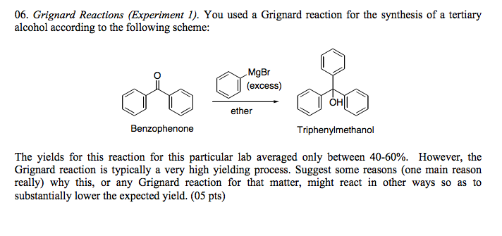 Solved Grignard Reactions (Experiment 1). You Used A | Chegg.com