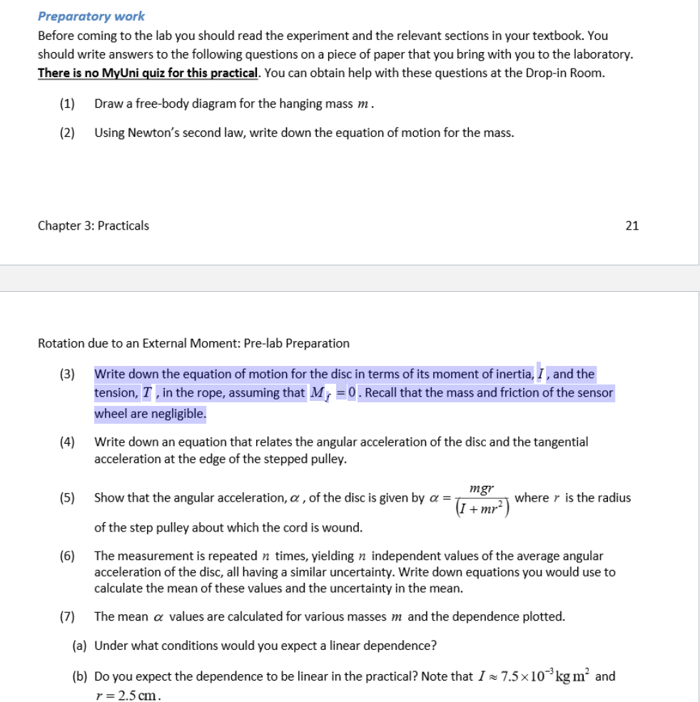 Solved Rotation due to an External Moment: Pre-lab | Chegg.com