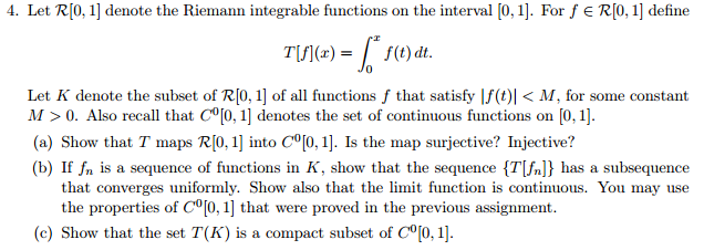 Let R[0, 1] denote the Riemann integrable functions | Chegg.com